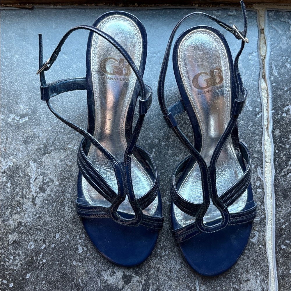 Gianni Bini Dark Blue Strappy Slingback Heels